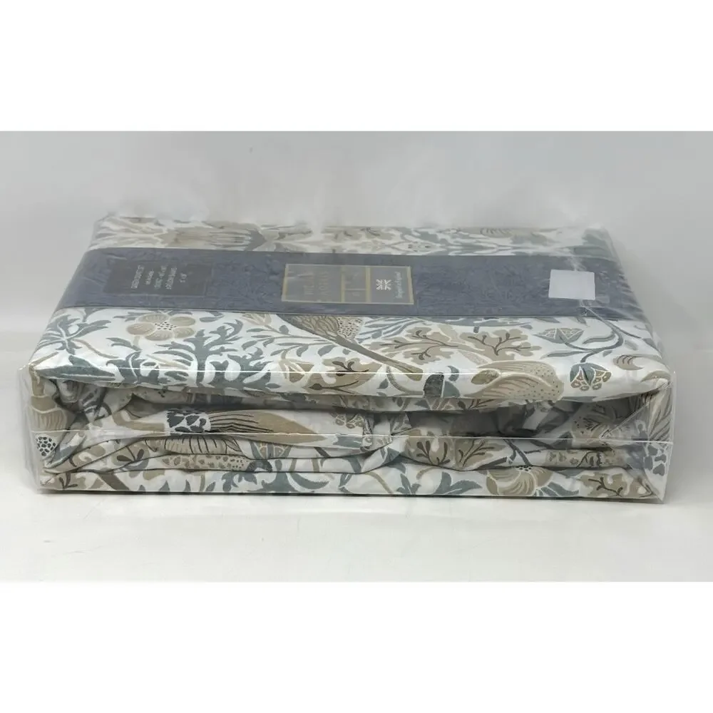 William Morris Strawberry Thief Hessian Queen Duvet Cover Set Teal Blue Grn